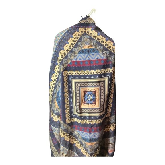 Bohemian Inspired Multicolor Tassel Shawl Wrap Scarf With Geometric Patterns - Picture 9 of 10